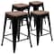Flash Furniture Cierra Industrial Metal Indoor Counter Stool without Back, Black, 4-Pieces/Pack (4ET