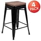 Flash Furniture Cierra Industrial Metal Indoor Counter Stool without Back, Black, 4-Pieces/Pack (4ET31320W24BKR)