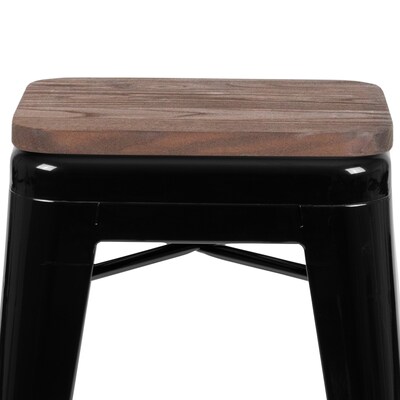 Flash Furniture Cierra Industrial Metal Indoor Counter Stool without Back, Black, 4-Pieces/Pack (4ET31320W24BKR)