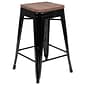 Flash Furniture Cierra Industrial Metal Indoor Counter Stool without Back, Black, 4-Pieces/Pack (4ET31320W24BKR)