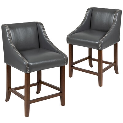 Flash Furniture Carmel Series Transitional Leathersoft 24 High Counter Height Stool, Dark Gray, 2-Pieces (2CH18202024DKGY)