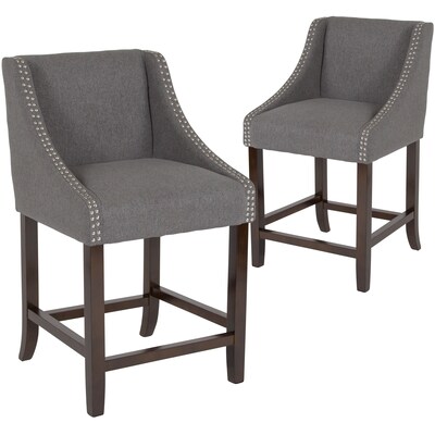 Flash Furniture Carmel Series Transitional Fabric 24 High Counter Height Stool, Dark Gray, 2-Pieces (2CH18202024DGF)