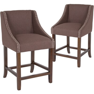 Flash Furniture Carmel Series Transitional Fabric 24 High Counter Height Stool, Brown, 2-Pieces (2CH18202024BNF)