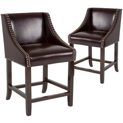 Flash Furniture Carmel Series Transitional Leathersoft 24 High Counter Height Stool, Brown, 2-Pieces (2CH18202024BN)