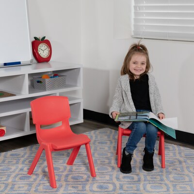 Flash Furniture Plastic School Chair with 10.5" Seat Height, Red, 2-Pieces (2YUYCX003RED)