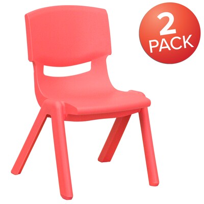 Flash Furniture Plastic School Chair with 10.5" Seat Height, Red, 2-Pieces (2YUYCX003RED)