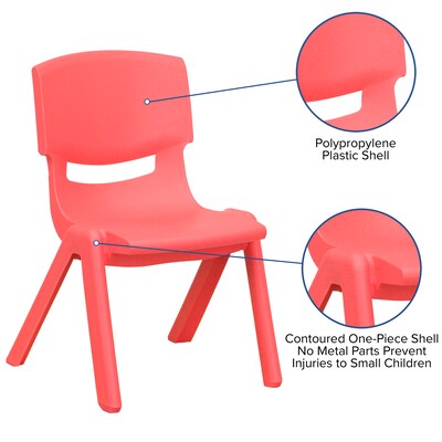 Flash Furniture Plastic School Chair with 10.5" Seat Height, Red, 2-Pieces (2YUYCX003RED)