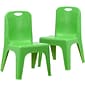 Flash Furniture Plastic School Chair with Carrying Handle and 11'' Seat Height, Green, 2-Pieces (2YUYCX011GREEN)