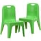 Flash Furniture Plastic School Chair with Carrying Handle and 11 Seat Height, Green, 2-Pieces (2YU