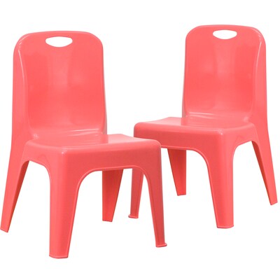 Flash Furniture Plastic School Chair with Carrying Handle and 11 Seat Height, Red, 2-Pieces (2YUYCX011RED)