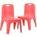 Flash Furniture Plastic School Chair with Carrying Handle and 11 Seat Height, Red, 2-Pieces (2YUYCX011RED)