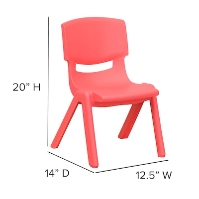 Flash Furniture Plastic School Chair with 10.5" Seat Height, Red, 2-Pieces (2YUYCX003RED)