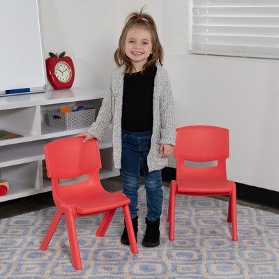 Flash Furniture Plastic School Chair with 10.5" Seat Height, Red, 2-Pieces (2YUYCX003RED)