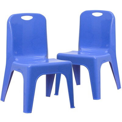 Flash Furniture Plastic School Chair with Carrying Handle and 11 Seat Height, Blue, 2-Pieces (2YUYCX011BLUE)