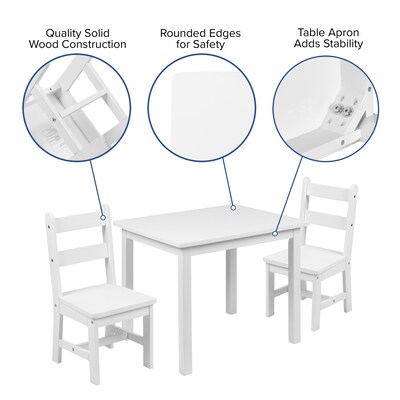Flash Furniture Kyndl Kids Square Activity Table Set, 20" x 24", White (TWWTCS1001WH)