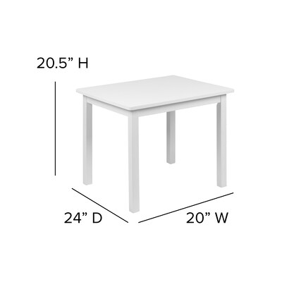 Flash Furniture Kyndl Kids Square Activity Table Set, 20" x 24", White (TWWTCS1001WH)