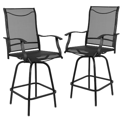 Flash Furniture Valerie All-Weather Textilene Swivel Patio Stools, Black, 2/Pack (2ETSWVLPTO30BK)