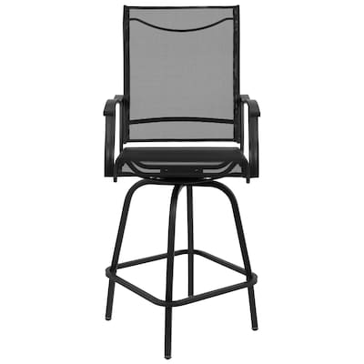 Flash Furniture Valerie All-Weather Textilene Swivel Patio Stools, Black, 2/Pack (2ETSWVLPTO30BK)