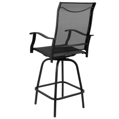 Flash Furniture Valerie All-Weather Textilene Swivel Patio Stools, Black, 2/Pack (2ETSWVLPTO30BK)