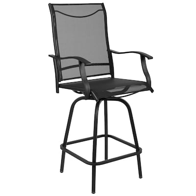 Flash Furniture Valerie All-Weather Textilene Swivel Patio Stools, Black, 2/Pack (2ETSWVLPTO30BK)