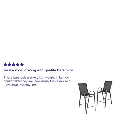 Flash Furniture Brazos Series Outdoor Barstool, Black, 2-Pieces (2JJ092H)