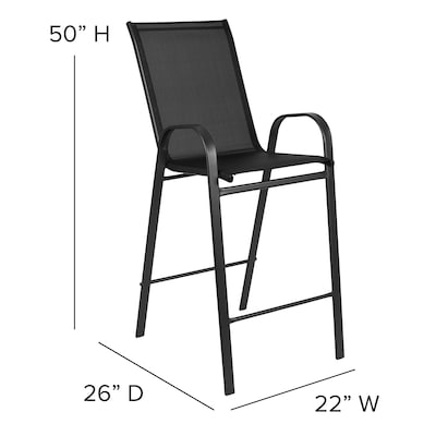 Flash Furniture Brazos Series Outdoor Barstool, Black, 4-Pieces (4JJ092H)