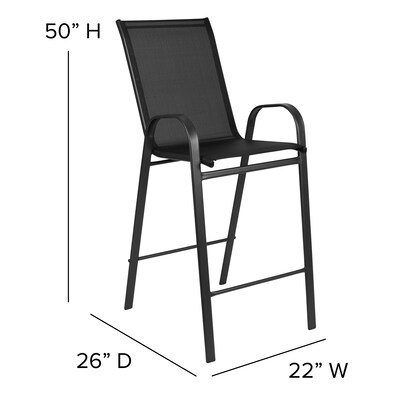 Flash Furniture Brazos Series Outdoor Barstool, Black, 2-Pieces (2JJ092H)