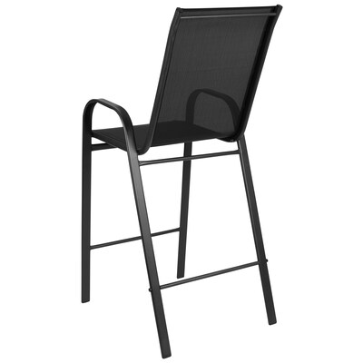 Flash Furniture Brazos Series Outdoor Barstool, Black, 2-Pieces (2JJ092H)