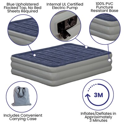Flash Furniture Kellos 18 inch Air Mattress with ETL Certified Internal Electric Pump and Carrying Case, Queen (WGAM10118Q)