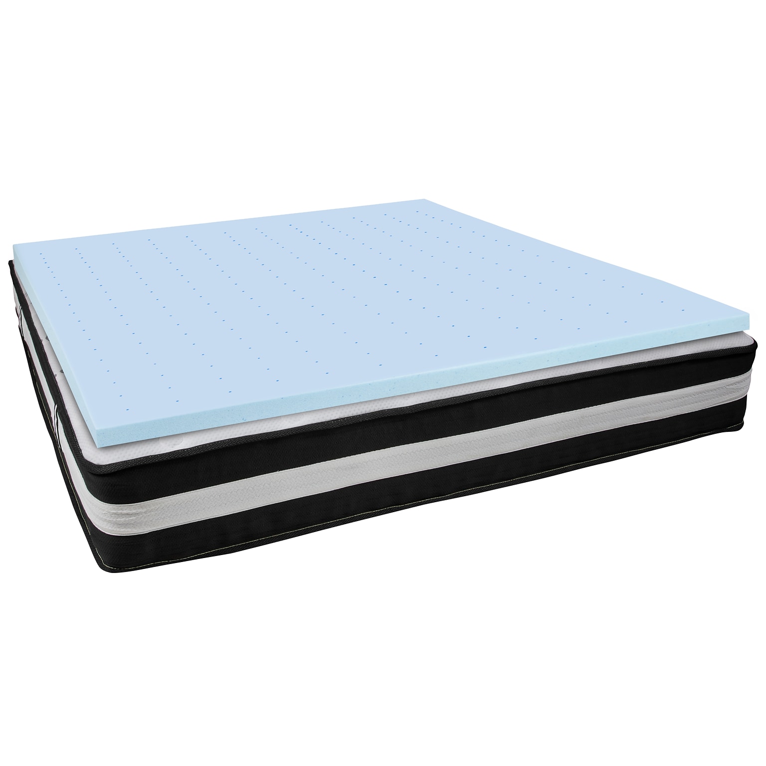 Flash Furniture Capri Comfortable Sleep 12 Inch Mattress & 2 inch Gel Memory Foam Topper Bundle, King (CLE230P2M35K)