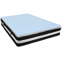 Flash Furniture Capri Comfortable Sleep 12 Inch Mattress & 2 inch Gel Memory Foam Topper Bundle, Que