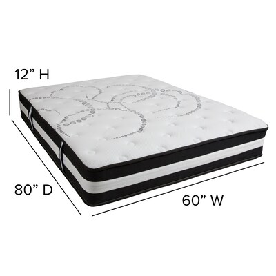 Flash Furniture Capri Comfortable Sleep 12 Inch Mattress & 2 inch Gel Memory Foam Topper Bundle, Queen (CLE230P2M35Q)