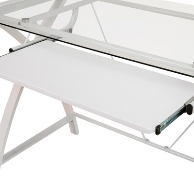 Flash Furniture 36"W Tempered Glass Computer Desk, Clear (NANJN2824SWHWH)