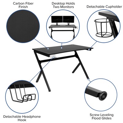 Flash Furniture 45"W Computer Table Gamer Workstation, Black (NANNJTGD1904)