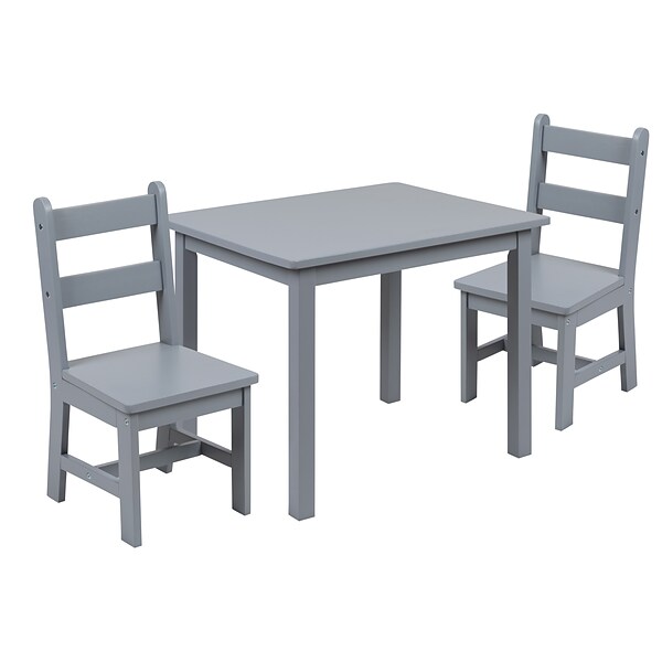 Flash Furniture 3-Piece Square Solid Hardwood Table Set, Gray (TWWTCS1001GRY)