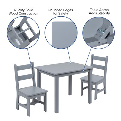 Flash Furniture Kyndl Kids Square Activity Table Set, 20" x 24", Gray (TWWTCS1001GRY)