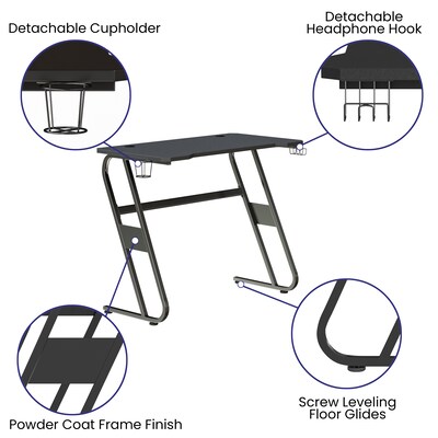 Flash Furniture 52"W Gaming Ergonomic Desk, Black (NANRSG1030BK)