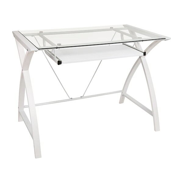 Flash Furniture 36W Tempered Glass Computer Desk, Clear (NANJN2824SWHWH)