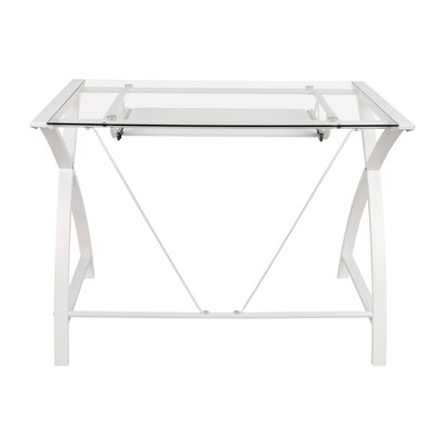 Flash Furniture 36"W Tempered Glass Computer Desk, Clear (NANJN2824SWHWH)