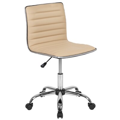 Flash Furniture Alan Armless Vinyl Swivel Low Back Task Office Chair, Tan/Chrome (DS512BTAN)