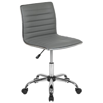 Flash Furniture Alan Armless Vinyl Swivel Low Back Task Office Chair, Light Gray/Chrome (DS512BLTGY)