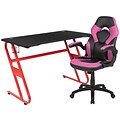 Flash Furniture 52W Gaming Desk and Pink/Black Racing Chair Set, Black (BLNX10RSG1030PK)