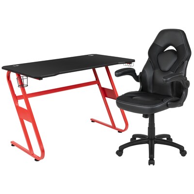 Flash Furniture 52W Gaming Desk and Black Racing Chair Set, Black (BLNX10RSG1030BK)