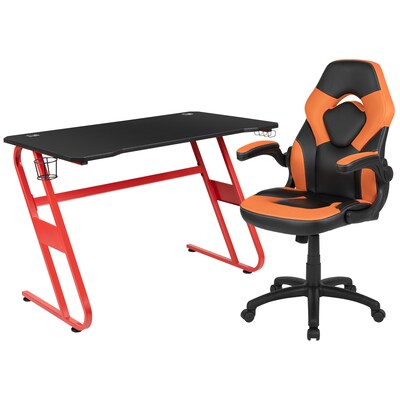 Flash Furniture 52W Gaming Desk and Orange/Black Racing Chair Set, Black (BLNX10RSG1030OR)