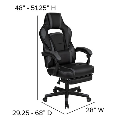 Flash Furniture X40 Ergonomic LeatherSoft Swivel Gaming Massaging Chair, Black/Gray (CH00288BK)