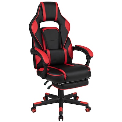 Flash Furniture X40 Ergonomic LeatherSoft Swivel Gaming Massaging Chair, Red (CH00288RED)