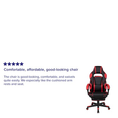 Flash Furniture X40 Ergonomic LeatherSoft Swivel Gaming Massaging Chair, Red (CH00288RED)