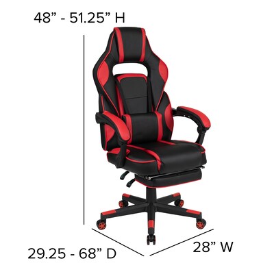 Flash Furniture X40 Ergonomic LeatherSoft Swivel Gaming Massaging Chair, Red (CH00288RED)