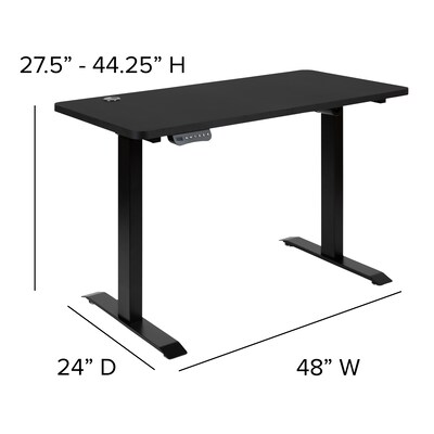 Flash Furniture Park 48"W Rectangular Adjustable Standing Electric Desk with Office Chair, Black/White (BLN2046512BBKWH)