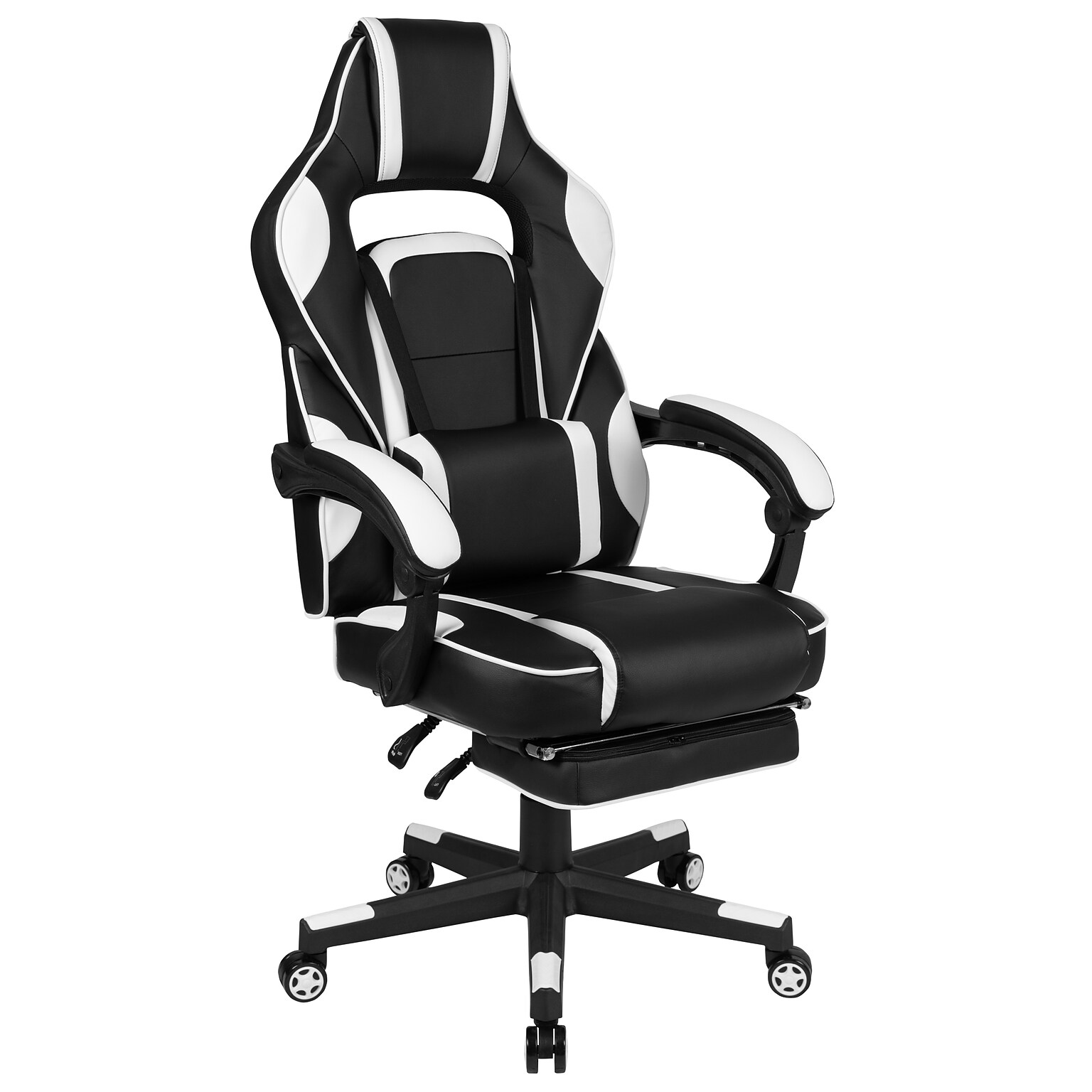 Flash Furniture X40 Ergonomic LeatherSoft Swivel Gaming Massaging Chair, White (CH00288WH)